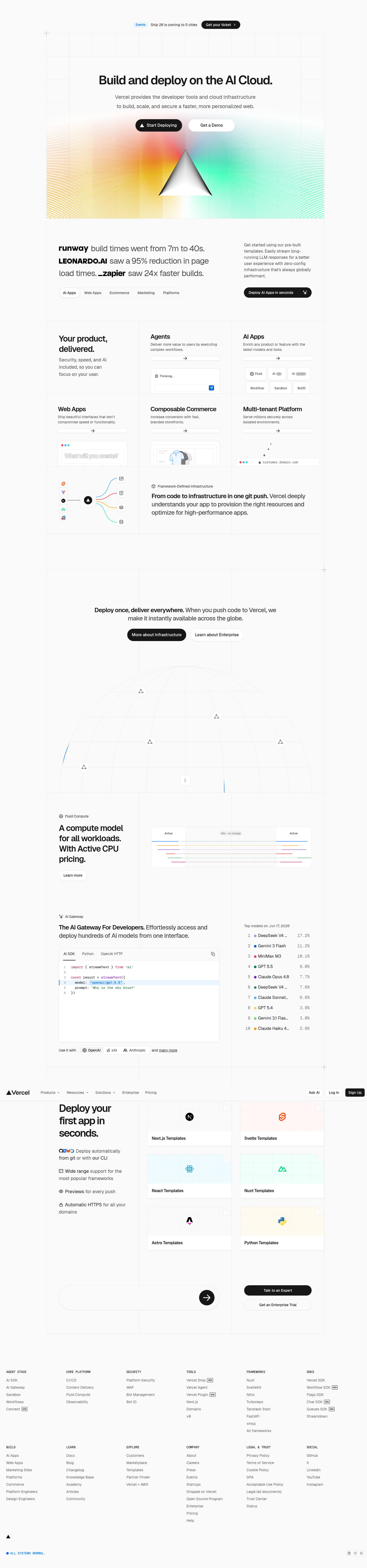 Teardown screenshot of vercel.com