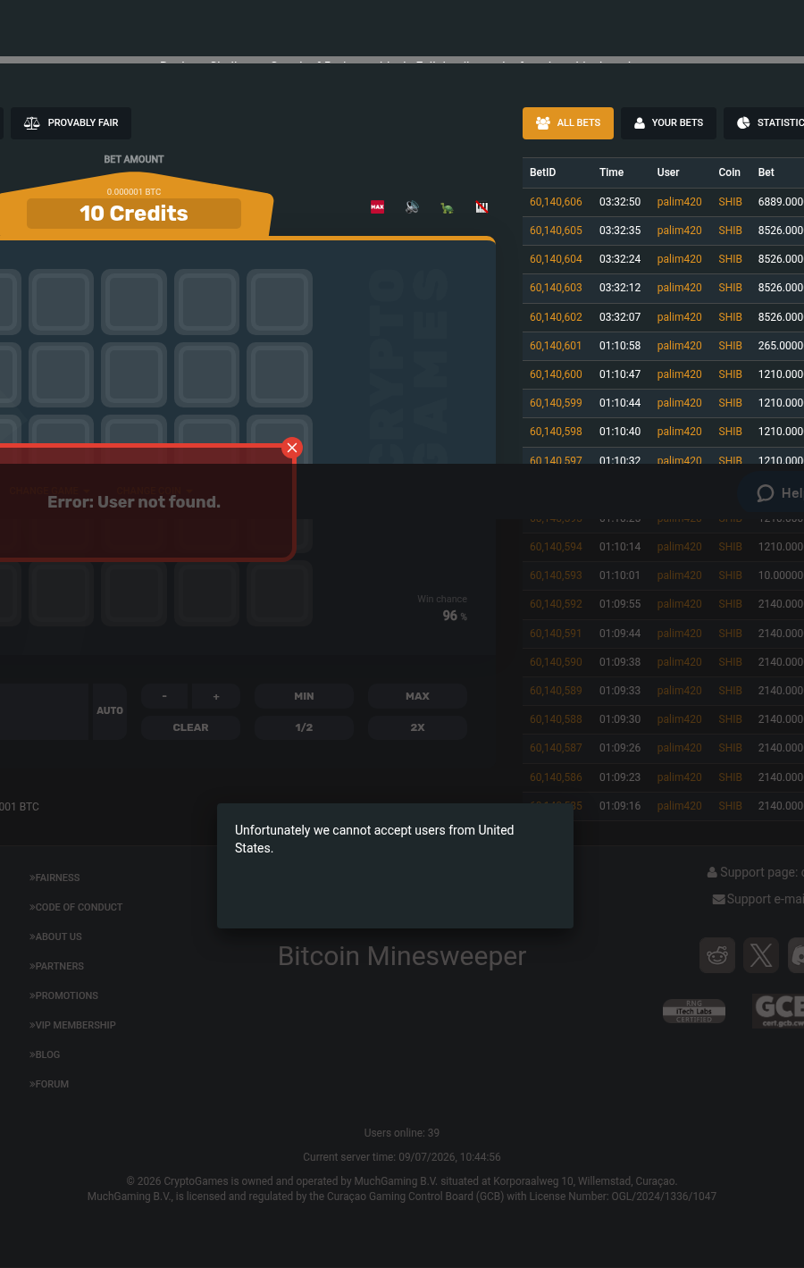Teardown screenshot of crypto.games