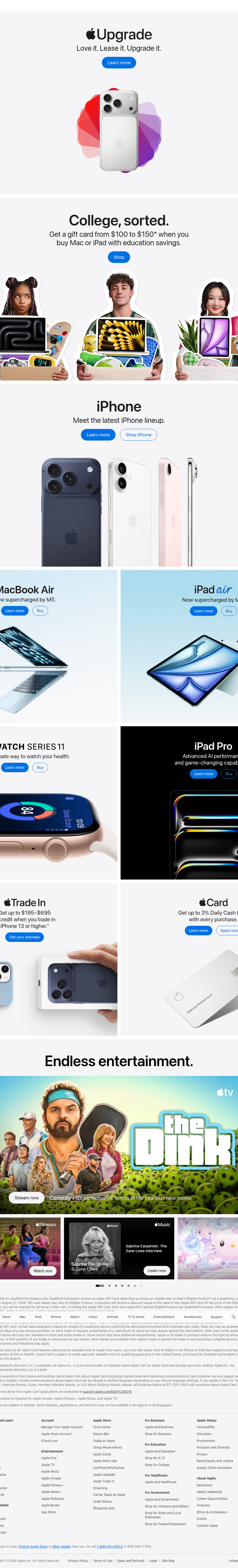 Teardown screenshot of apple.com
