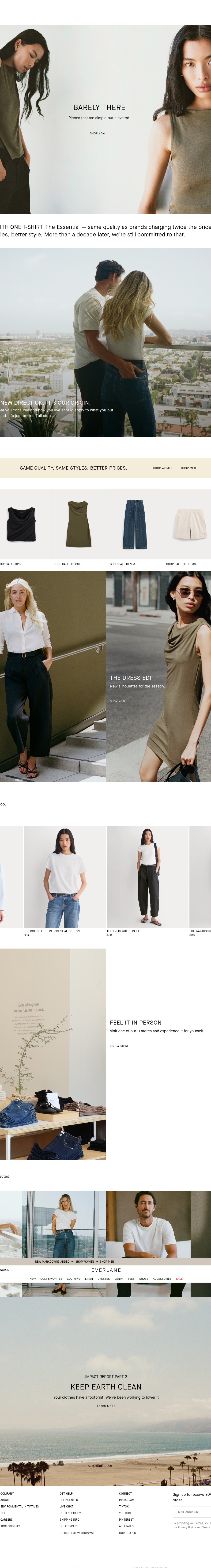 Teardown screenshot of www.everlane.com