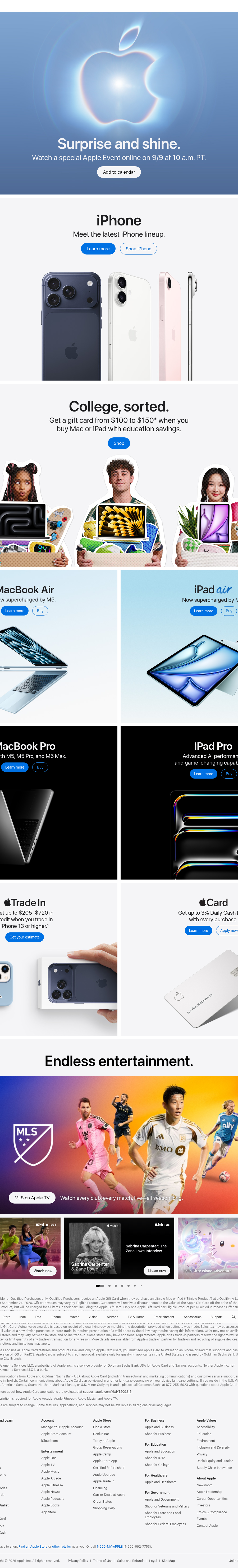 Teardown screenshot of apple.com