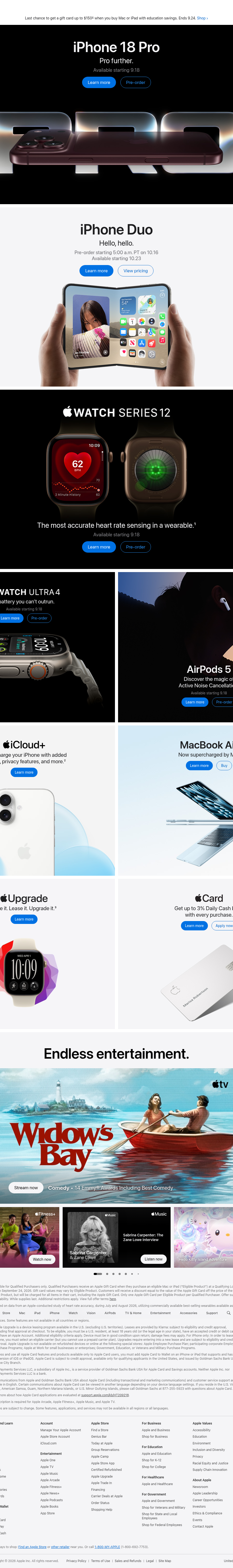 Teardown screenshot of apple.com