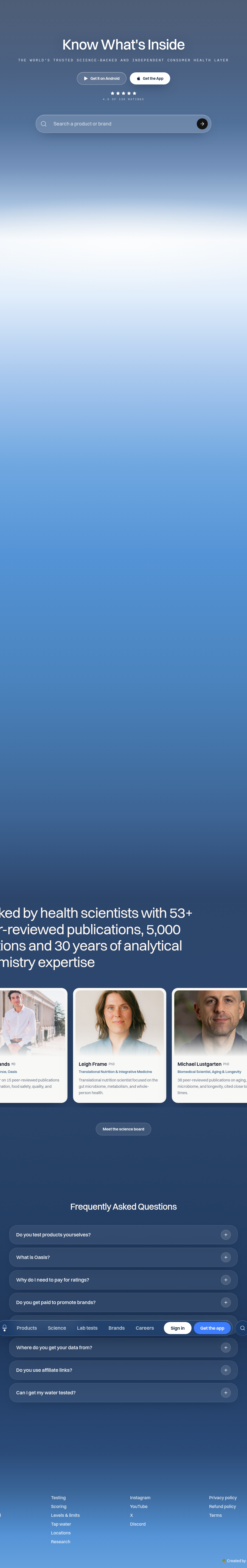 Teardown screenshot of www.oasishealth.app