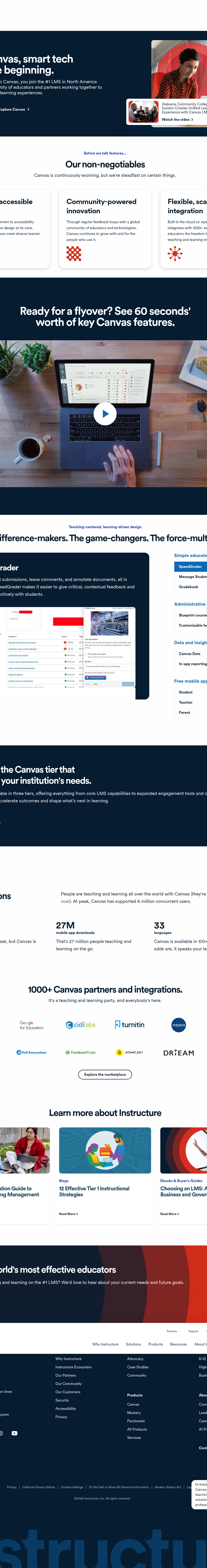 Teardown screenshot of www.instructure.com