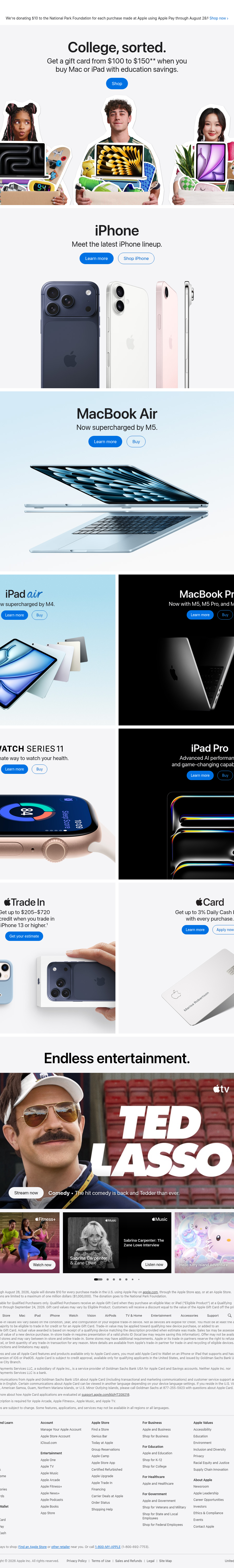Teardown screenshot of apple.com