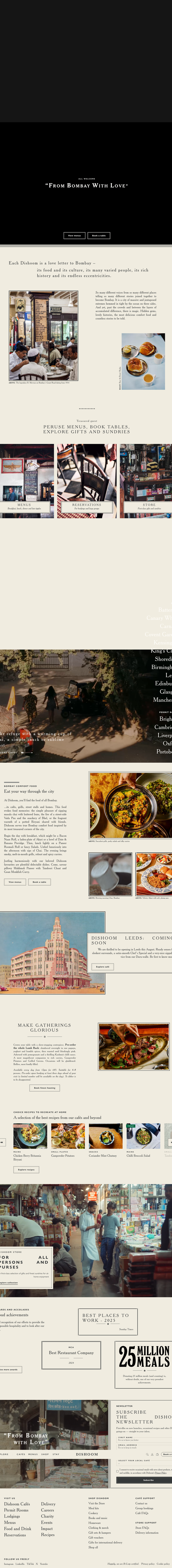 Teardown screenshot of dishoom.com