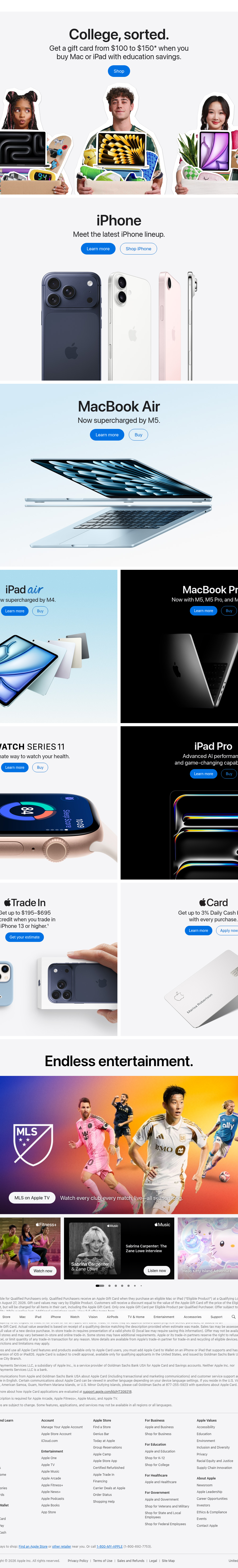Teardown screenshot of apple.com