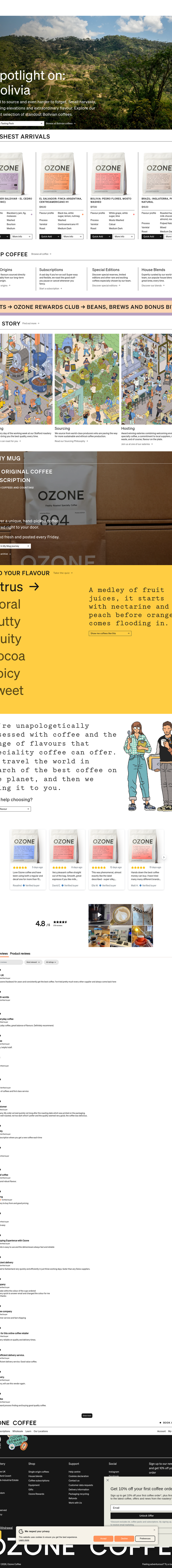 Teardown screenshot of ozonecoffee.co.uk