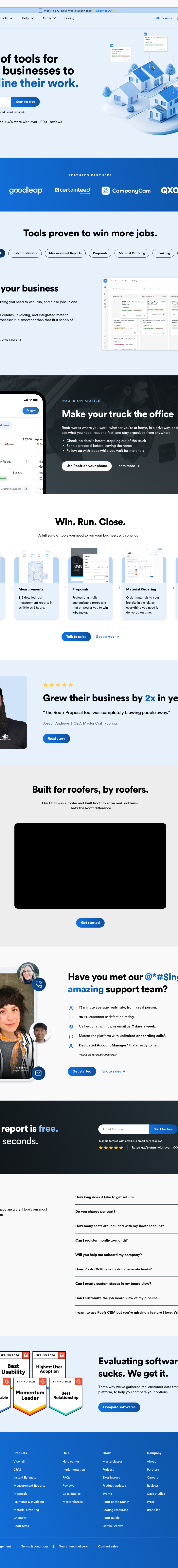 Teardown screenshot of roofr.com