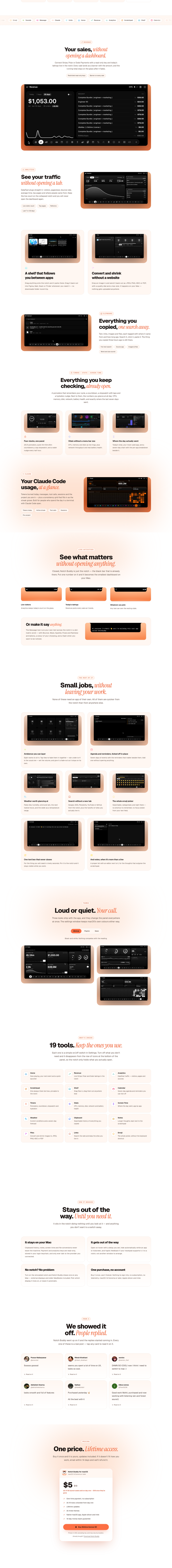 Teardown screenshot of notchbuddy.com