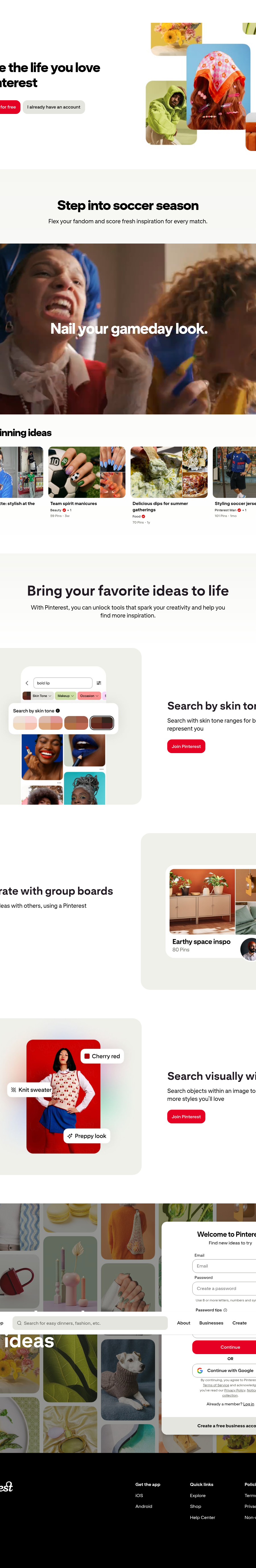 Teardown screenshot of pinterest.com