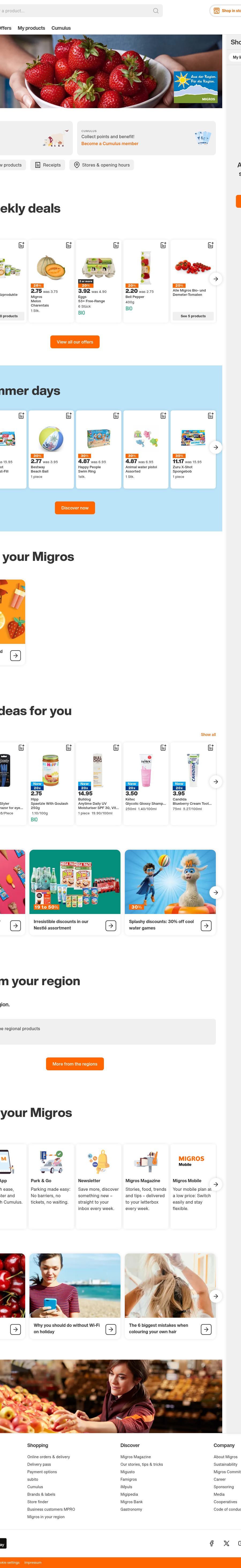 Teardown screenshot of migros.ch