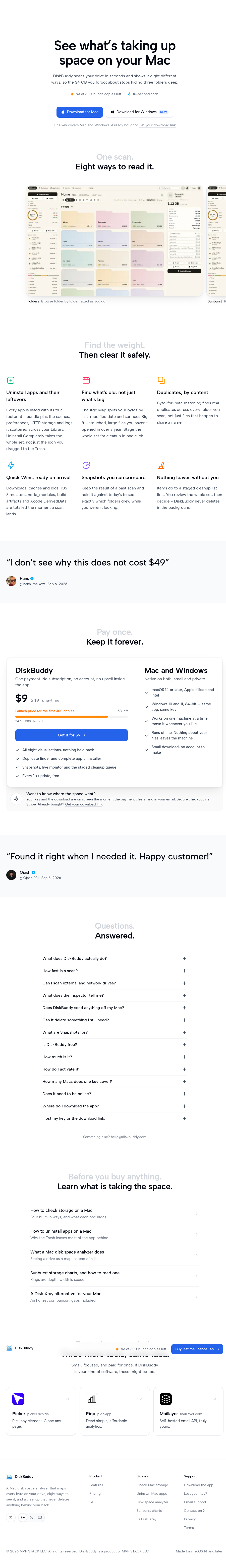 Teardown screenshot of diskbuddy.com